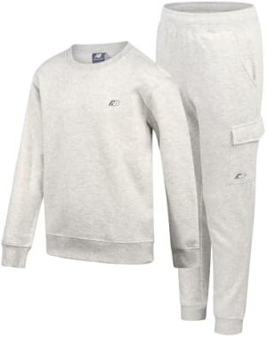 New Balance Boys' Sweatsuit - 2 Piece Crewneck Sweatshirt and Cargo Jogger Sweatpants - Boys Activewear Fleece Jogset (8-20)