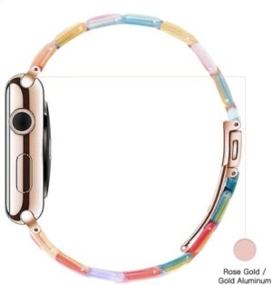 Light Apple Watch Band-Fashion Resin iWatch Bands for Women Men Bracelet Compatible with Stainless Steel Buckle for Apple Watch Series 10 Series SE Series 9 Series 8 Series 7 6 5 4 3 2 1 Ultra 2 1, 38mm/40mm/41mm/42mm(Series 10), 49mm/46mm/45mm/44mm/42mm(Series 3 2 1) - Image 5