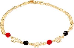 Barzel 18K Gold Plated Elephant Anklet For Women - Made In Brazil