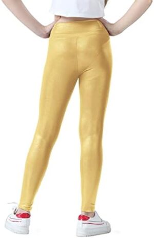 Girls Metallic Active Leggings Size 4-14 Years Shiny Sparkly Mystique Stretch Ankle Length for Kids Youth Teen - Image 4