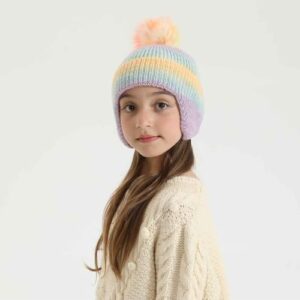 Toddler Winter Hat Boys Girls Beanie with Earflaps Fleece Lined Knit Kids Pom Pom Ski Cap for Ages 2-10 - Image 7