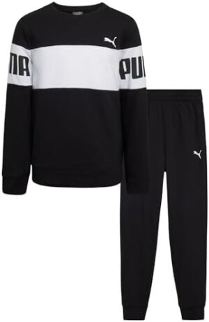 PUMA Boys' Jogger Set - 2 Piece Soft Fleece Pullover Crewneck Sweatshirts and Sweatpants For Boys - Casual Active Set (4-16)