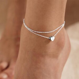 Sterling Silver Initial Anklet for Women - Silver Ankle Bracelets Layered Dainty Handmade Tiny Heart Alphabet A-Z Letter Ankle Bracelet Foot Jewelry Cute Summer Beach Gift - Image 4