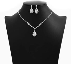 Unicra Bride Crystal Necklace Earrings Set Bridal Wedding Jewelry Sets Rhinestone Choker Necklace Prom Costume Jewelry Set for Women and Brides - Image 8