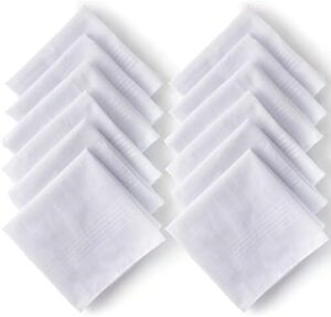 Landisun Men's Handkerchiefs Soft White Pure Cotton Hanky