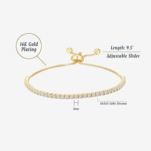 PAVOI 14K Gold Plated Cubic Zirconia Classic Tennis Bracelet for Women | Adjustable Slider - Image 3