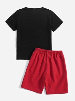 SOLY HUX Boy's Letter Graphic Short Sleeve Tee Shirt and Drawstring Waist Shorts Set 2 Piece Outfit - Image 2