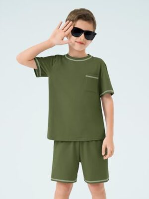 Haloumoning Boys Summer 2 Piece Outfits Kids Short Sleeve T-Shirt and Shorts Clothing Sets 5-14 Years - Image 4