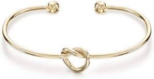 PAVOI 14K Gold Plated Forever Love Knot Infinity Bangle Bracelets for Women | Adjustable Gold Bangle Bracelet for Women