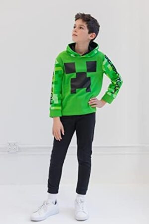 Minecraft Creeper Fleece Pullover Hoodie and Pants Outfit Set Little Kid to Big Kid - Image 2