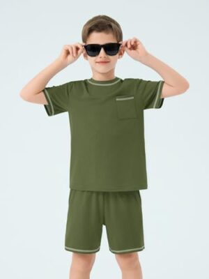 Haloumoning Boys Summer 2 Piece Outfits Kids Short Sleeve T-Shirt and Shorts Clothing Sets 5-14 Years - Image 5