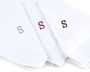 Initial Handkerchief for Men, Monogrammed Boxed 3 Piece Set,100% Cotton - Image 2