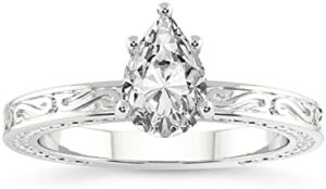 FRIENDLY DIAMONDS 1 Carat - 5 Carat IGI Certified Lab Grown Diamond Ring | 14K Or 18K in White, Yellow Or Rose Gold | Ivory Vintage Solitaire Diamond Engagement Ring | FG-VS1-VS2 Quality