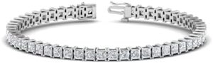 5 Carat TO 18 Carat Princess Cut Lab Grown Diamond Basket Tennis Bracelets Clarity 14K Solid Gold (SI2) Color (G - H) - Image 2