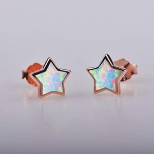 Rose Gold Star Earrings for Girls, Hypoallergenic Fire Opal Stud Earrings For Women ARSKRO S925 Sterling Sliver Little Small Tiny Cute Earring Jewelry Gifts for Sensitive Ears Toddlers Kids - Image 5