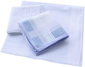 CoCoUSM Assorted Pack of Mens Classic Striped Border Cotton Handkerchiefs White - Image 4