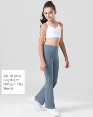 Stelle Girl's Flare Leggings with Pockets High Waisted Bootcut Yoga Pants Kids Dance Bell Bottoms Leggings - Image 4