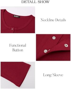 BTFBM Women Long Sleeve Shirts Fall Tops V Neck Button Up Slim Fit Ribbed Knit Solid Color Casual Shirts 2025 - Image 4