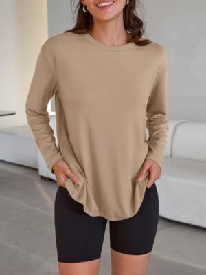 Trendy Queen Womens Oversized Long Sleeve T Shirts 2025 Basic Crewneck Tee Fall Tops Casual Workout Y2K Clothes - Image 2