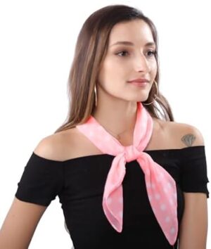 MissShorthair 50s Chiffon Scarf Sheer Square Neck Head Scarf for Women - Image 2