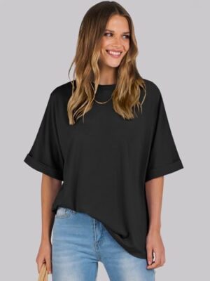 ANRABESS Women's Oversized T Shirts Short Sleeve Crewneck Summer Tops Casual Loose Basic Tee Shirts 2025 Trendy Clothes - Image 2