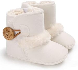 HsdsBebe Baby Boys Girls Snow Boots Premium Button Non Slip Soft Sole Toddler First Walker Winter Warm Crib Shoes