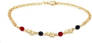 Barzel 18K Gold Plated Elephant Anklet For Women - Made In Brazil - Image 3