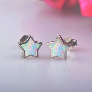 Gold Star Earrings for Girls, Hypoallergenic Fire Opal Stud Earrings For Women ARSKRO S925 Sterling Sliver Little Small Tiny Cute Earring Jewelry Gifts for Sensitive Ears Toddlers Kids - Image 5