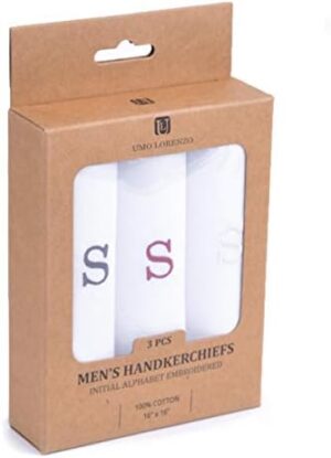 Initial Handkerchief for Men, Monogrammed Boxed 3 Piece Set,100% Cotton - Image 6