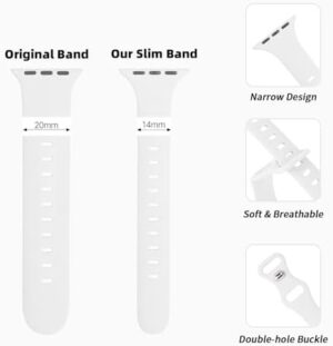 Thin Silicone Band Compatible with Apple Watch 41mm 38mm 40mm 46mm 45mm 42mm 44mm, Slim Narrow Replacement Sport Strap Wristband for iWatch Series SE 10 9 8 7 6 5 4 3 Ultra 2 1 Women Men - Image 4