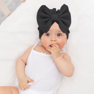 BQUBO Newborn Baby Hospital Hats Beanie Bow Infant Caps Baby Cotton No Scratch Mittens Set for 0-12 Months - Image 5