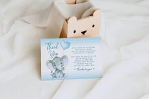 Your Main Event Prints Elephant Baby Shower Thank You Cards - 20 Count Pre-Written Thank You Cards - Baby Sprinkle Blue Dots - No Envelopes Included - Image 3