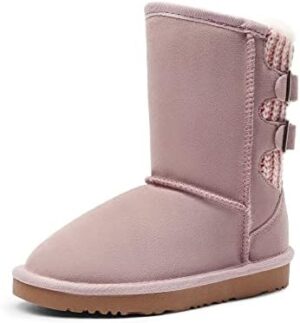 DREAM PAIRS Girls Boys Winter Boots Faux Fur Lined Mid Calf Kids Snow Tall Shoes FuzzyChic Kid's Buckle for Little Kid/Big Kid