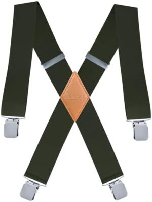 Heavy Duty Mens Suspenders.X-Shaped 2” Wide Strong Clips Suspenders For Men Women.