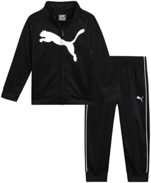 PUMA Toddler Boys' Pants Set - 2 Piece Tricot Zip Up Jacket Sweatshirt and Active Jogger Pants - Boys Activewear Set (2T-4T)