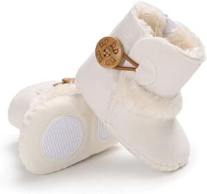 HsdsBebe Baby Boys Girls Snow Boots Premium Button Non Slip Soft Sole Toddler First Walker Winter Warm Crib Shoes - Image 3