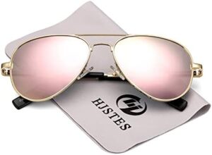 HJSTES Polarized Kids Aviator Sunglasses for Girls Boys Classic Juniors Glasses UV400 Protection Lens,52mm