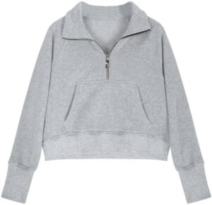 LRMQS Girls Half Zipper Sweatshirts Cute Trendy Fall Pullover Crop Tops for Teen Girls Long Sleeve Sweater Clothes Thumb Hole - Image 3