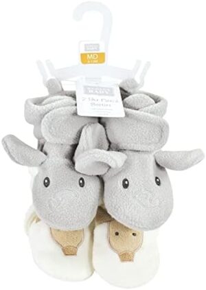 Hudson Baby Unisex Baby Animal Fleece Booties 2-Pack - Image 2