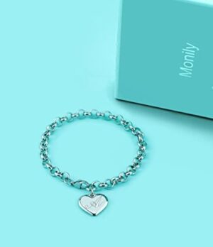 Monily Initial Charm Bracelets for Girls Letters Alphabet Heart Bracelet Jewelry Gifts for Teen Girl - Image 3