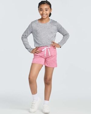 Real Essentials 4 Pack: Girls Athletic Performance Dry-Fit Running Shorts with Drawstring & Pockets - Image 6