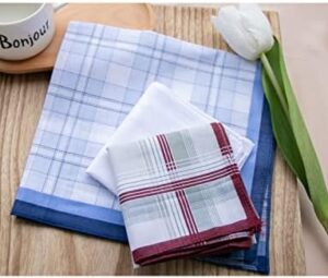 CoCoUSM Assorted Pack of Mens Classic Striped Border Cotton Handkerchiefs White - Image 6