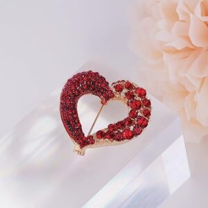 LAXPICOL Vintage Cute Red Love-Heart Austrian Crystal Brooch Broach Pin for Women - Image 2