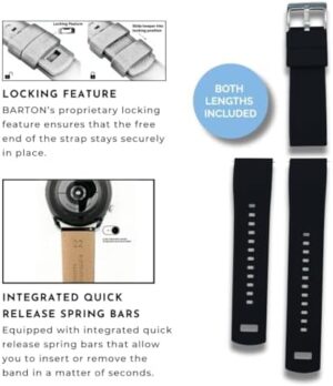 BARTON Elite Silicone Watch Bands - Quick Release - Choose Strap Color & Buckle Color (Stainless Steel, Black PVD or Gunmetal Grey) - 18mm, 20mm, 22mm & 24mm Watch Straps - Image 5