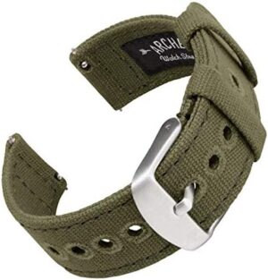 Archer Watch Straps - Canvas Quick Release Watch Bands (Faded Olive, 18mm)