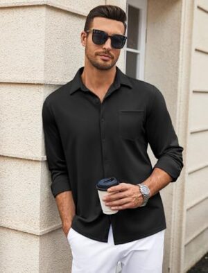 COOFANDY Mens Wrinkle Free Dress Shirts Long Sleeve Untucked Shirts Casual Button Down Shirts - Image 3