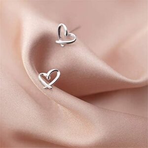 Minimalist Heart Sterling Silver Earrings for Women Girls Teens Charm Hollow Love Hearted Stud Tiny Small Cartilage Tragus Post Pin Hypoallergenic Pierced Ear Christmas Birthday Halloween Thanksgiving Jewelry Gifts - Image 5