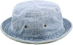 The Hat Depot Youth Kids Washed Cotton & Lightweight Nylon Packable Bucket Travel Hat Cap - Image 5