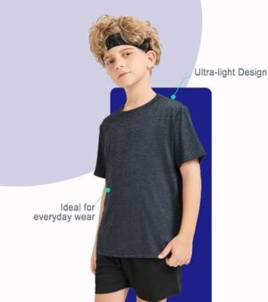 5 Pack Boys&Girls Athletic Quick Dry Short Sleeve Youth Performance Activewear T-Shirt for Kids - Image 2