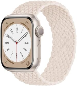 Stretchy Braided Solo Loop Compatible with Apple Watch Band Series 9 8 7 6 5 4 3 38mm 40mm 41mm 42mm 44mm 45mm 49mm for Women Men, Cute Nylon Elastic Sport Strap for iWatch SE/Ultra 1/2